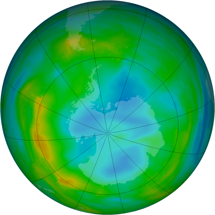 Antarctic ozone map for 18 June 1989